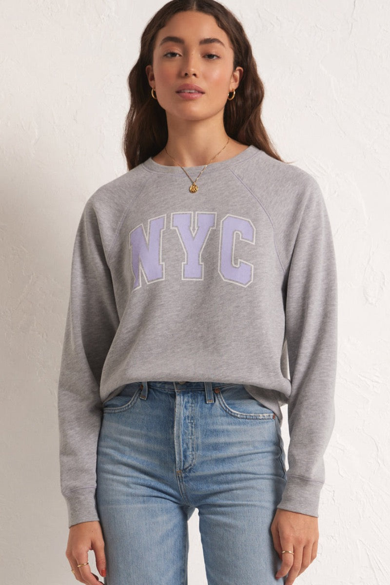 Z Supply Women's Nyc Vintage Sweatshirt, Heather Grey, Medium