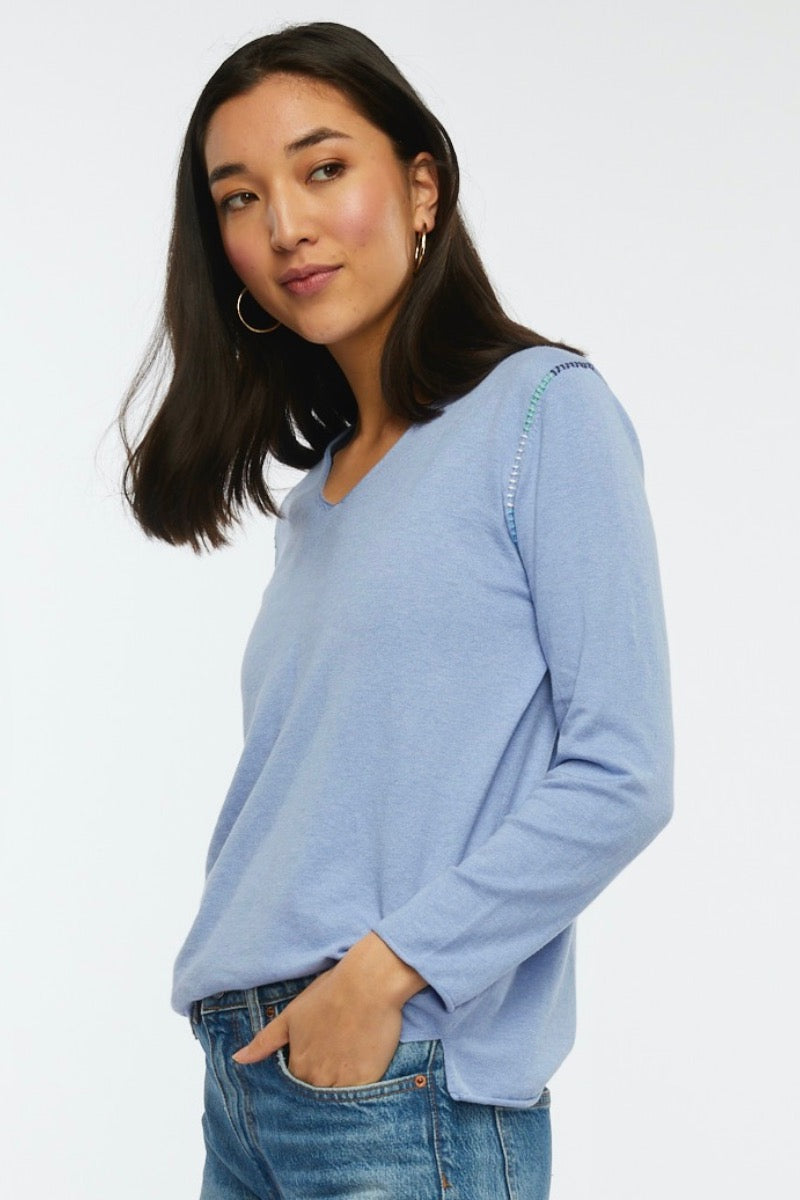 Zaket & Plover -  V Neck Sweater in Blue