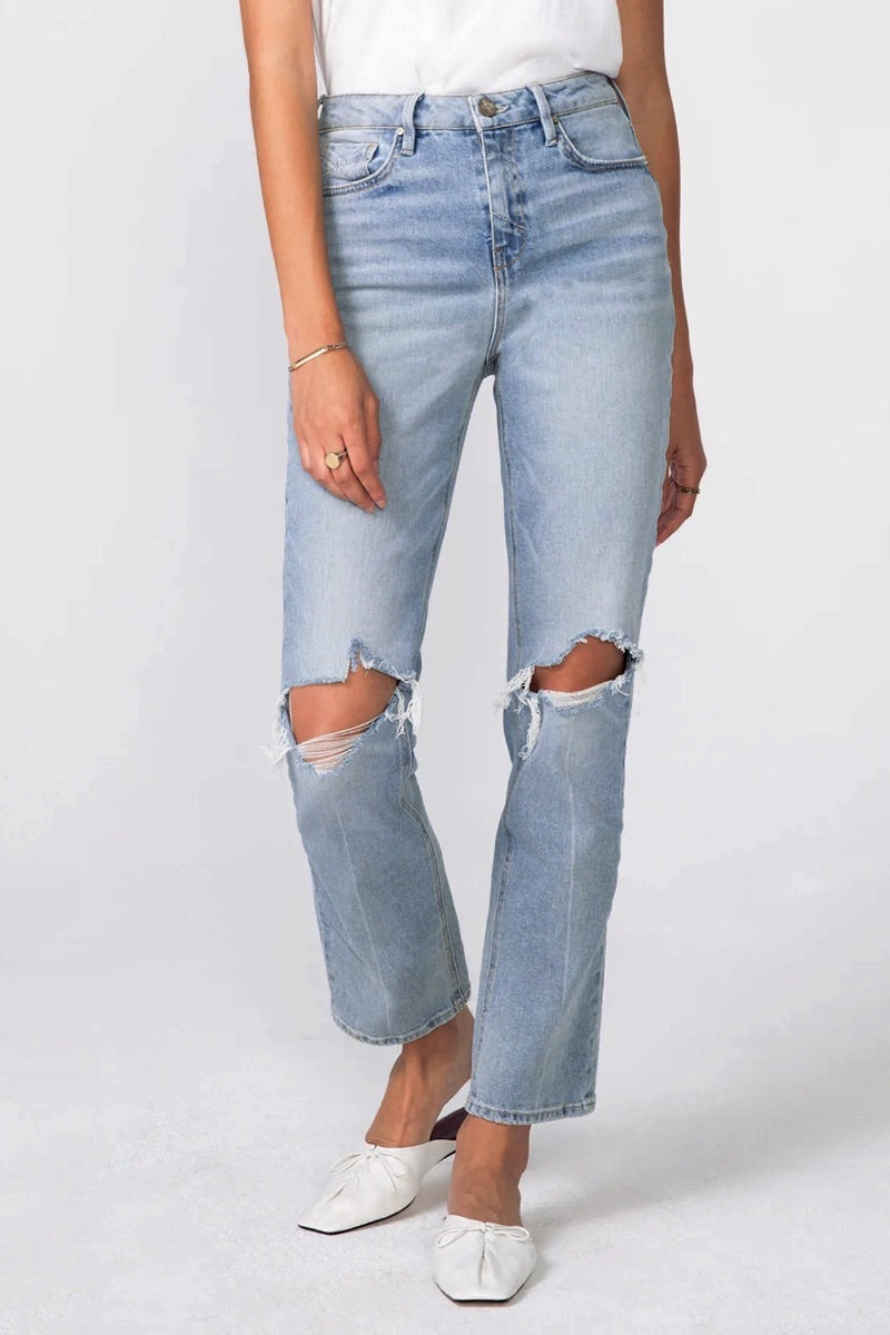 V Shape High Waist Straight Jeans -  Canada