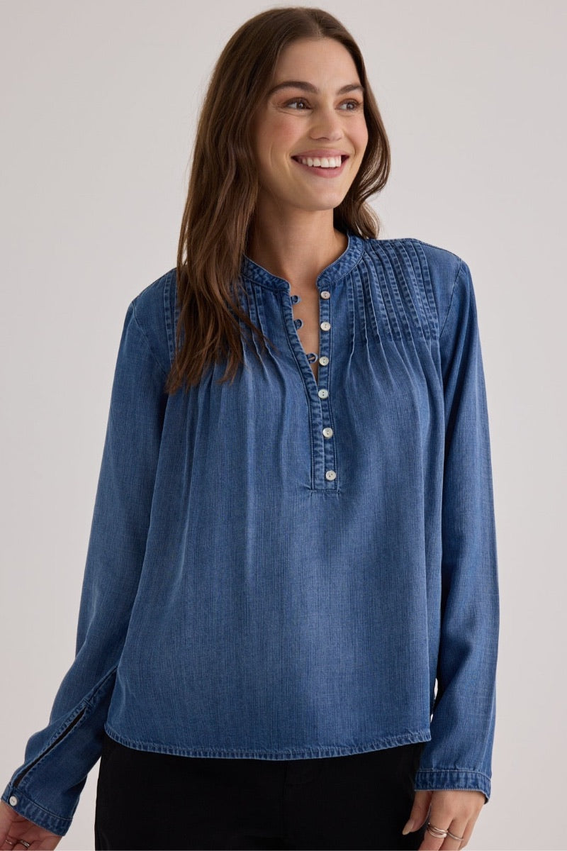 Bella Dahl - Pull à manches longues à plis marqués, délavé Skyline Spray