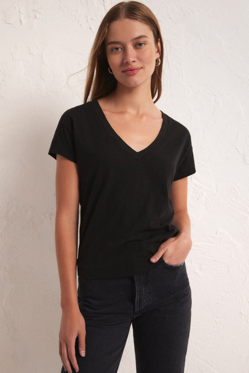 Z Supply - Modern Slub V-Neck Tee in Black