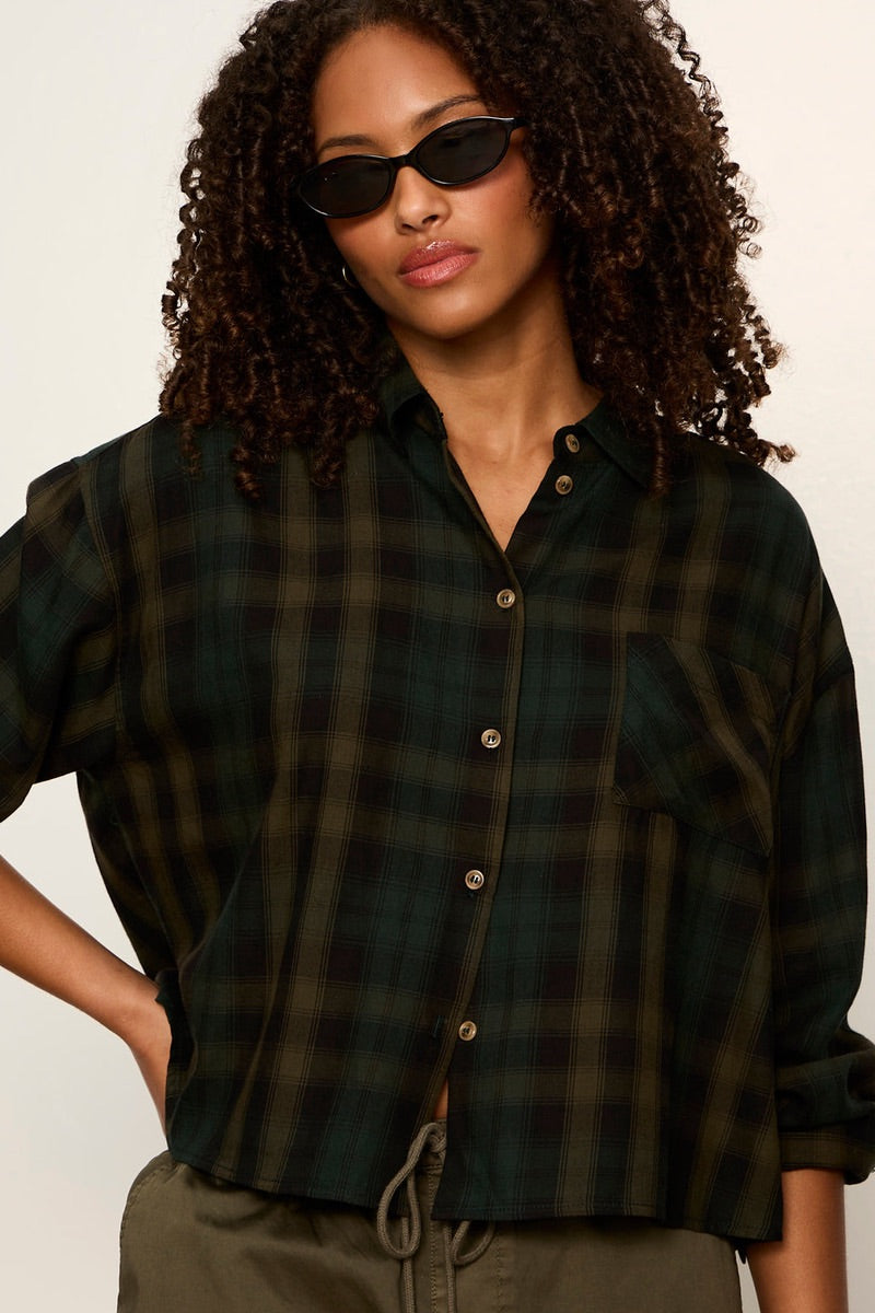 Sanctuary - The Audit Edit Flannel Shirt in Forest Plaid
