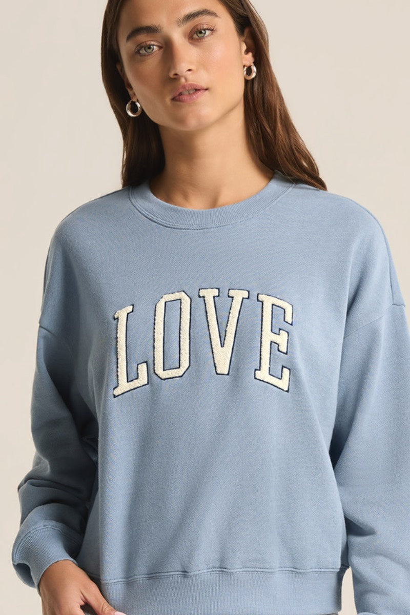 Z Supply - Sweat-shirt Love en denim clair