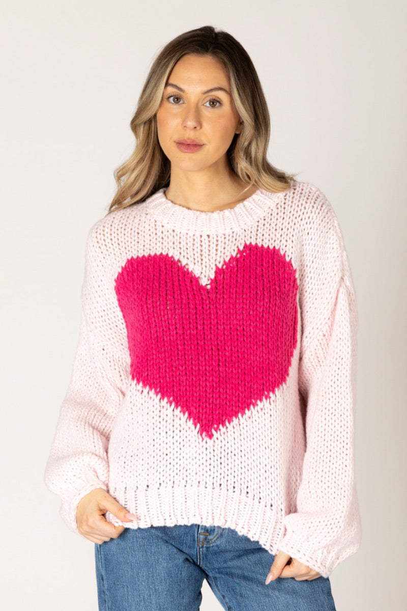 Lyla & Luxe - Lucy Hand Knit Heart Sweater in Sugar