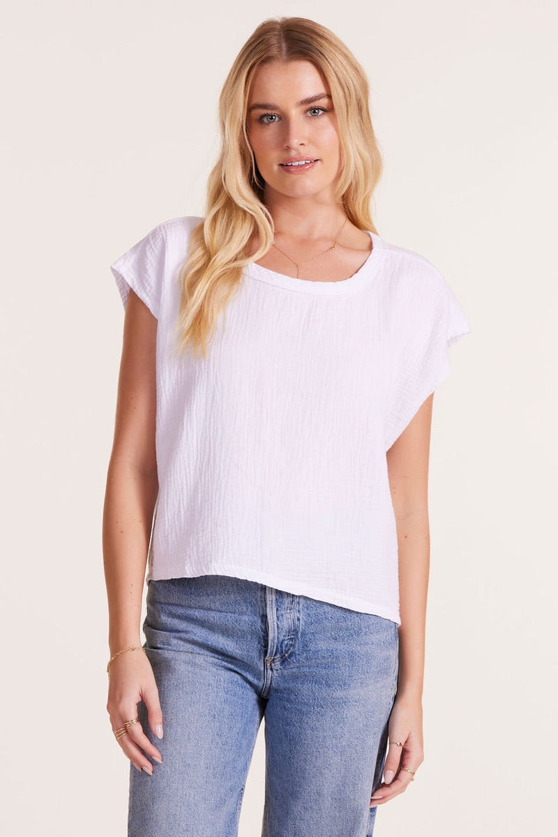 Bobi - Short Sleeve Dolman Top  in White