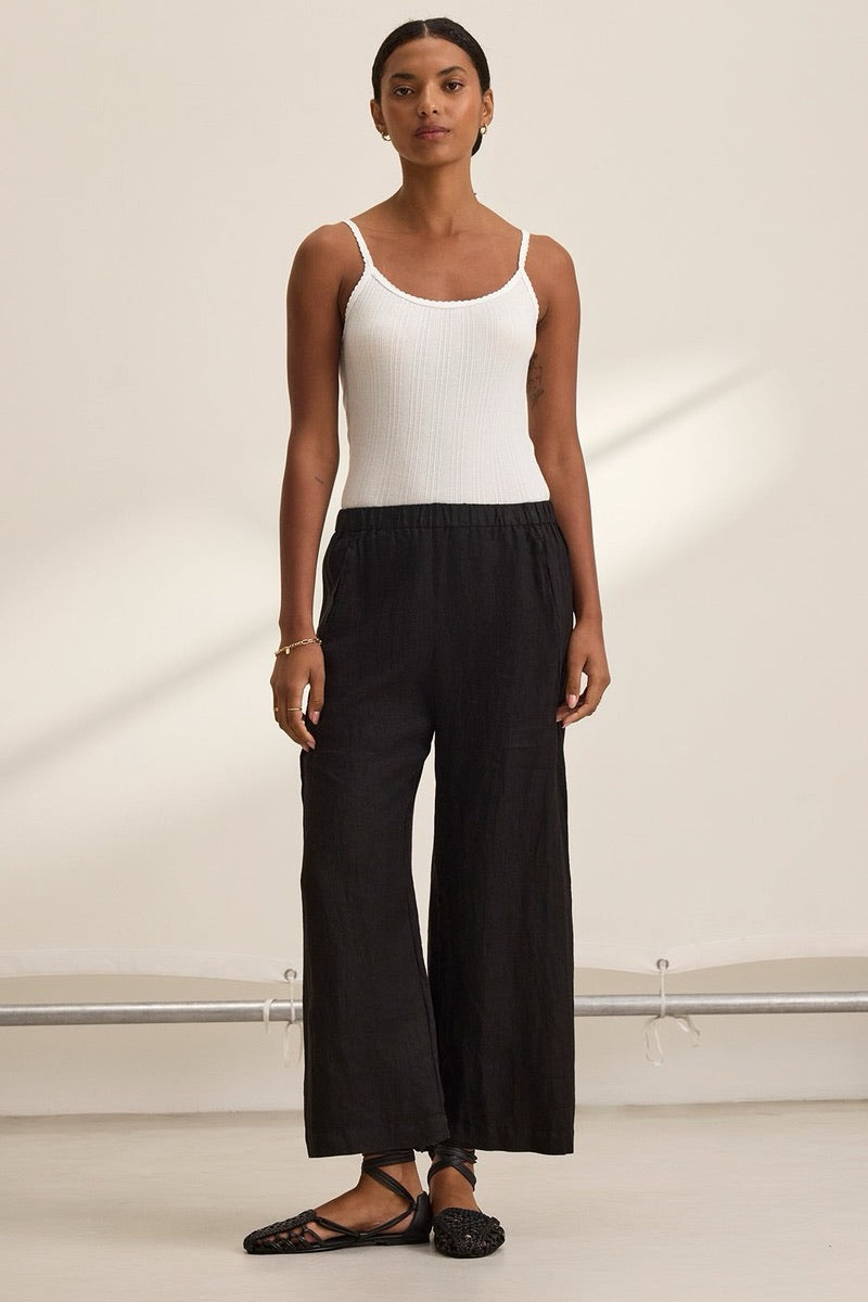 Velvet - Lola Woven Linen Pants in Black