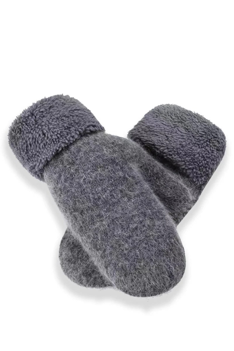 Lyla & Luxe - Sherpa Lining Mittens in Grey