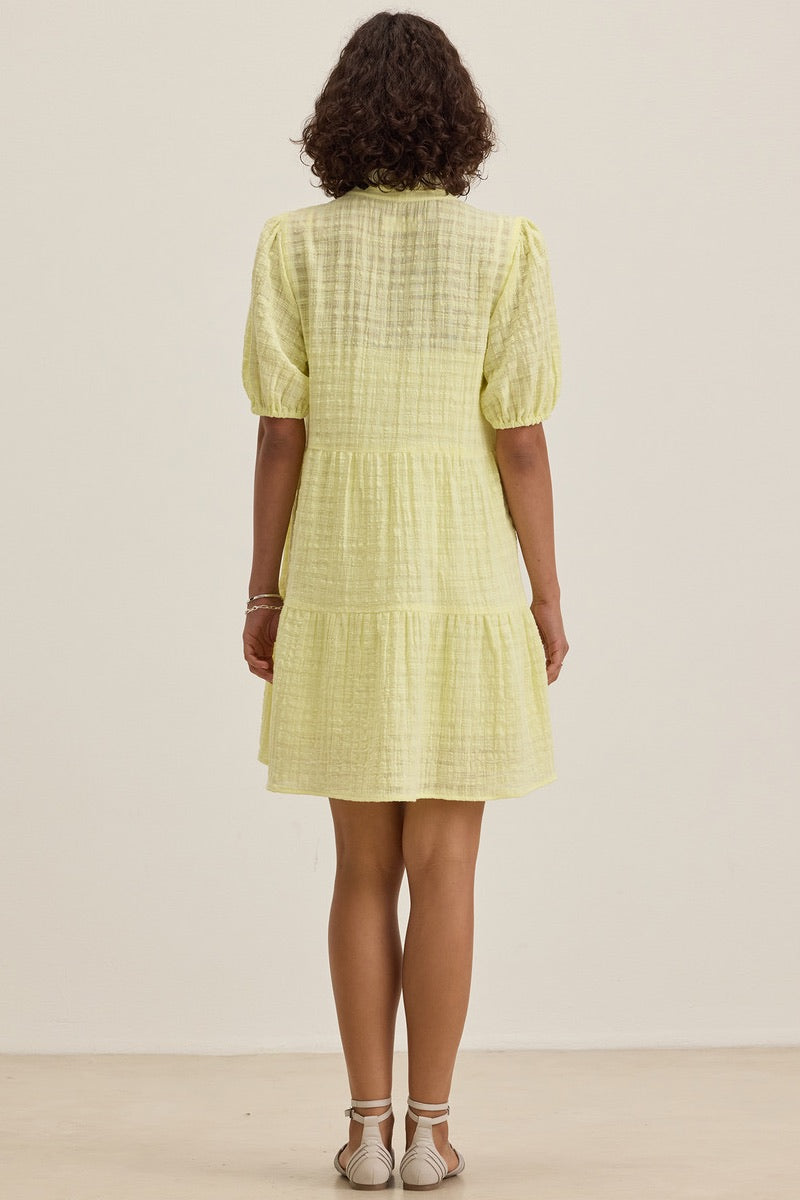 Velvet - Hilson Textured Gauze Dress in Lemon