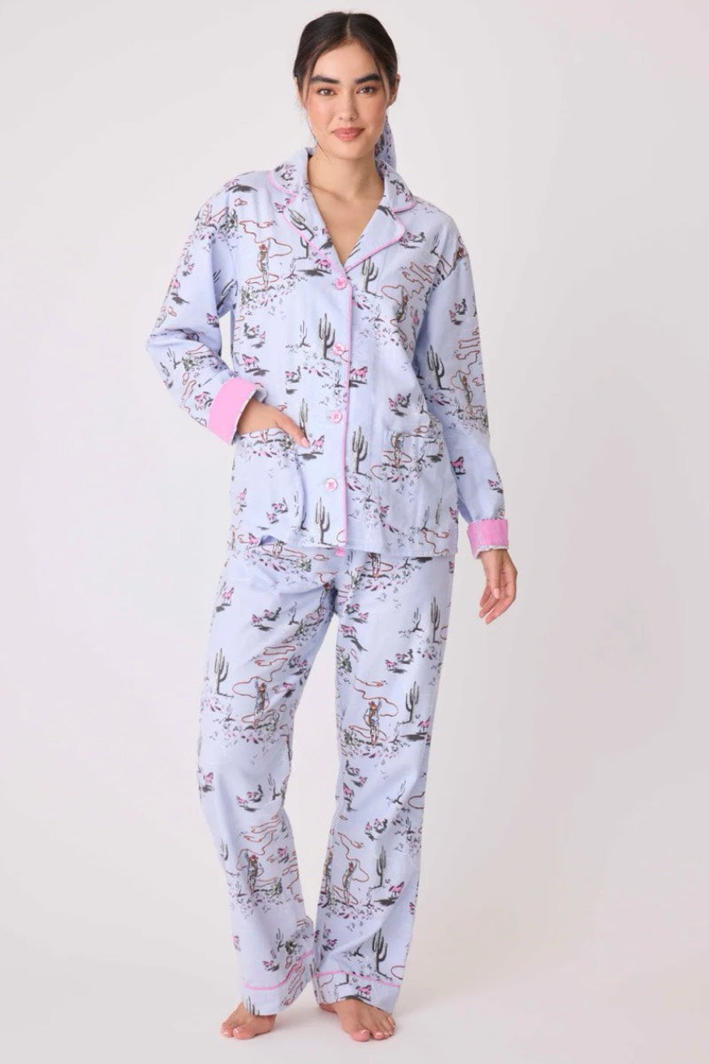 PJ Salvage -  Flannel PJ Set in Blue Whisper