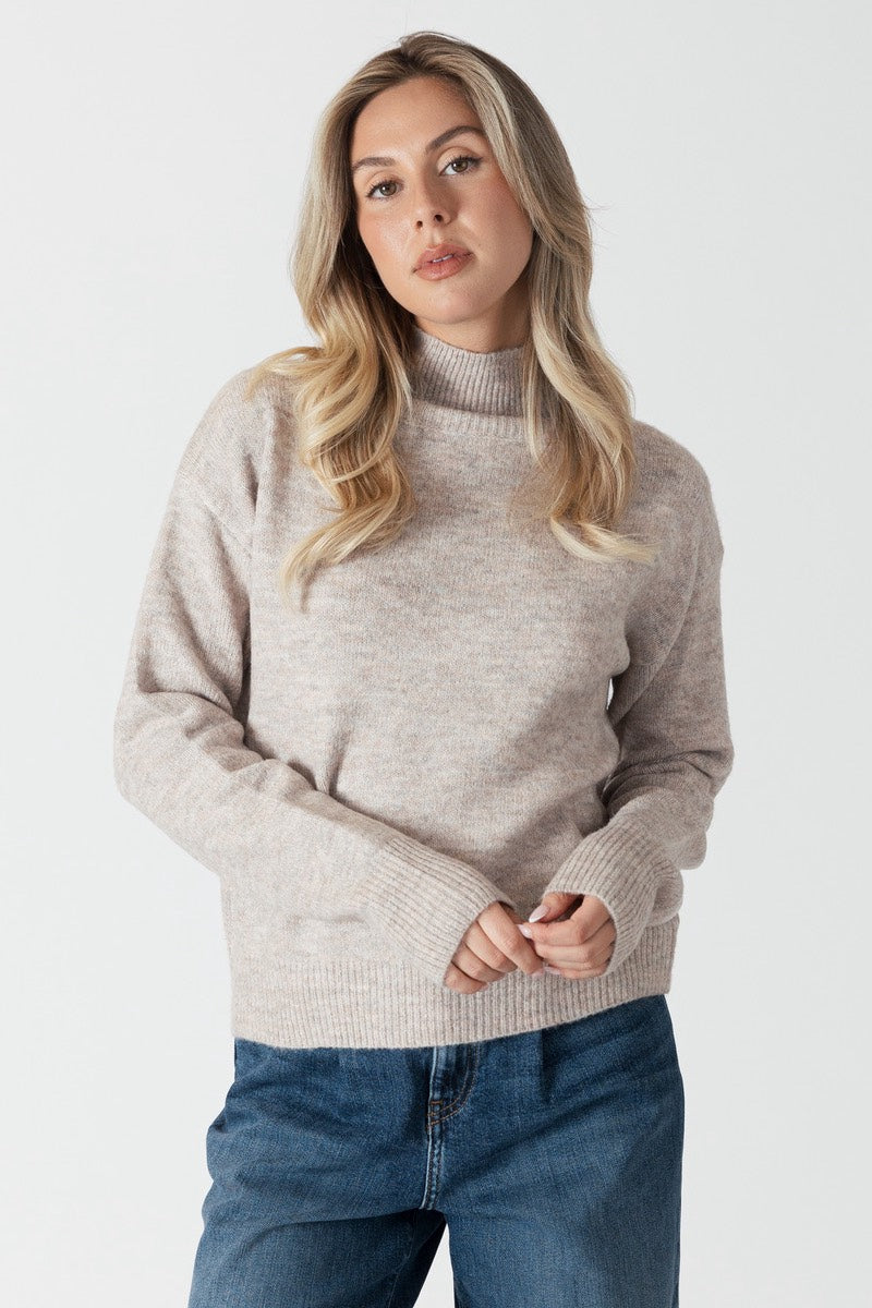 Lyla & Luxe - Mabel Lightweight Mock Neck Sweater in Oatmeal