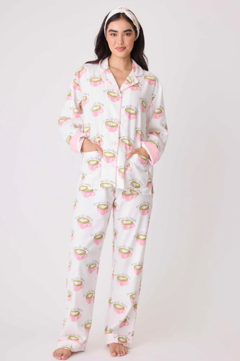 PJ Salvage -  Flannel PJ Set in White Linen