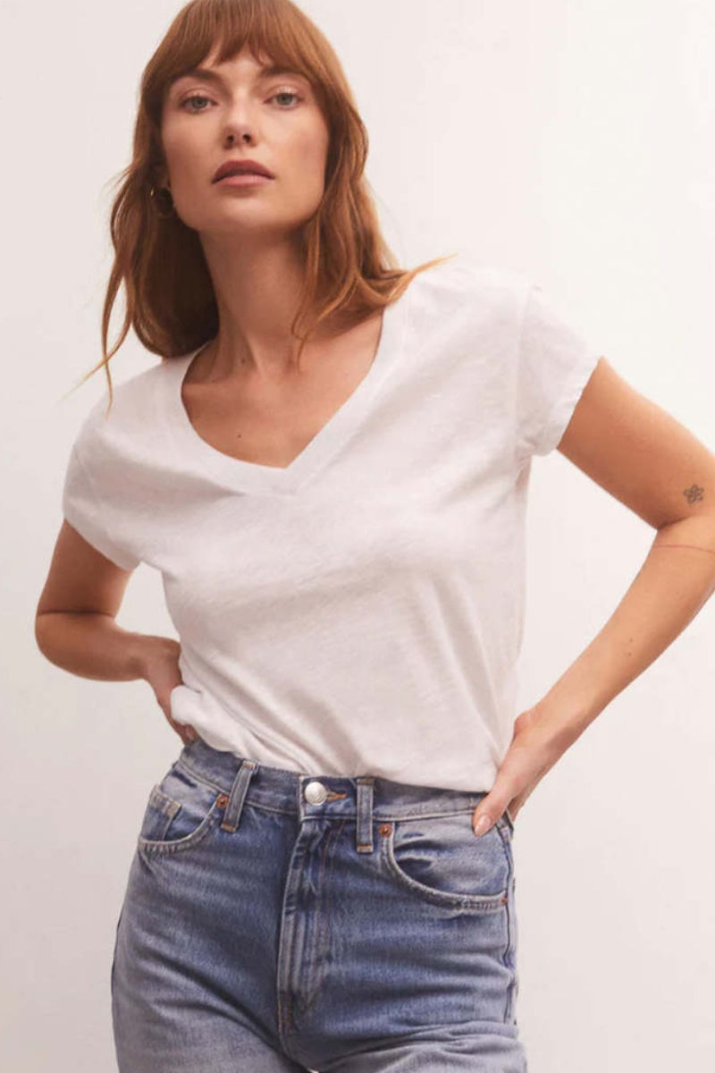 Z Supply - Modern Slub V-Neck Tee in White