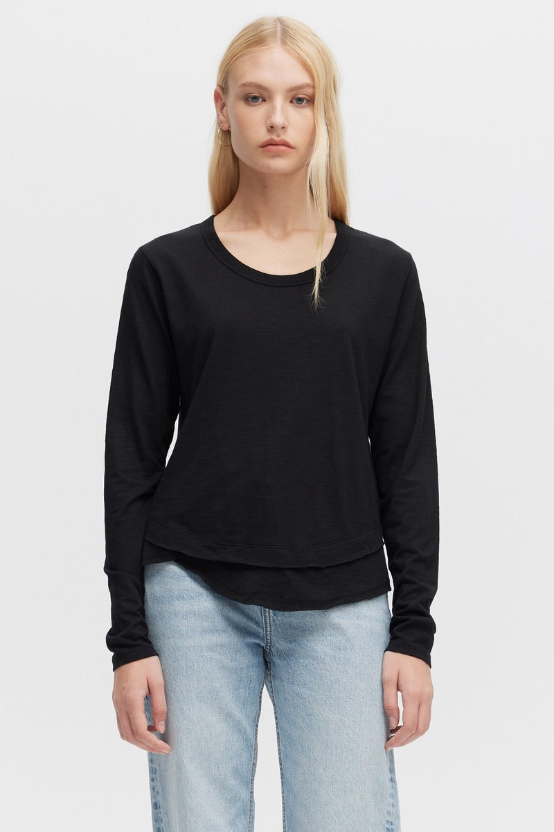 CHRLDR -  Long Sleeve Mock Layer Tee in Black