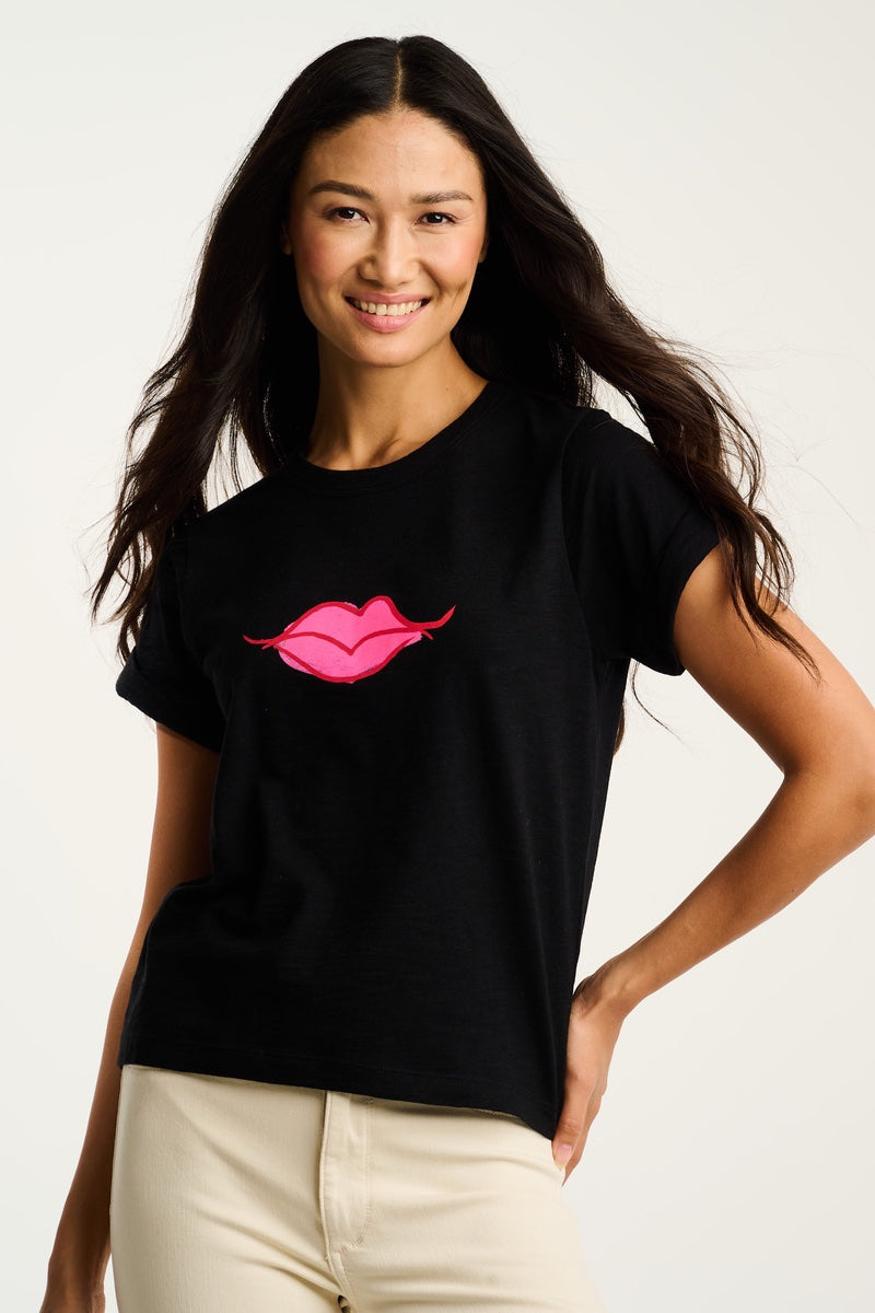 Lisa Todd - Kiss and Make Up Tee in Black