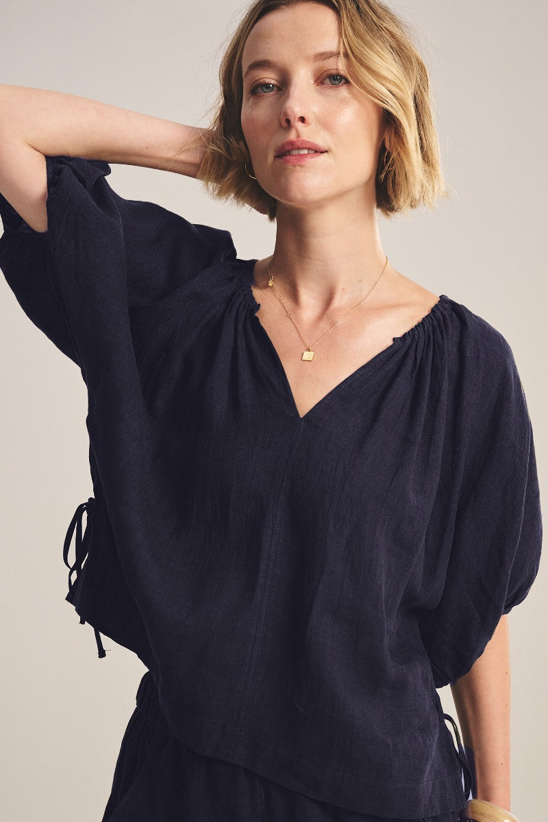 Velvet - Cosette Linen Top in Shadow