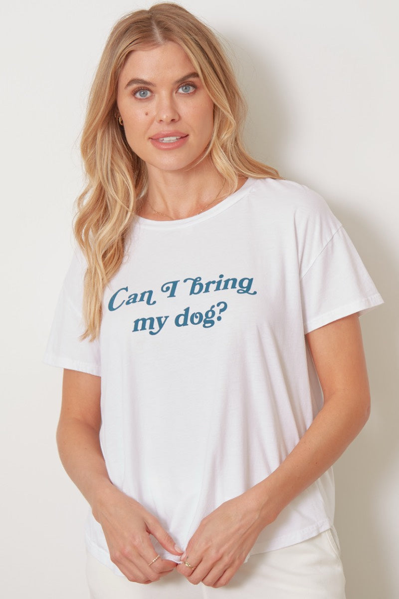 Goodhyouman - T-shirt Isla Can I Bring My Dog en blanc optique