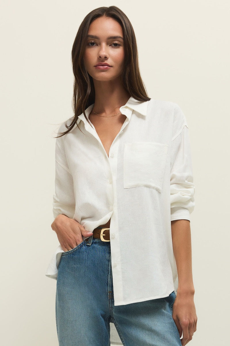 Z Supply - Alfie Button Up Shirt in White Heidi-Ho2 Toronto