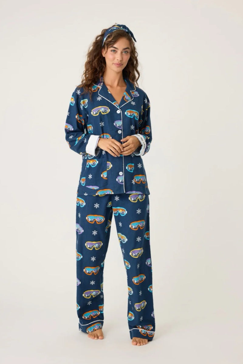 PJ Salvage -  Flannel Set in Navy / Ski Goggles