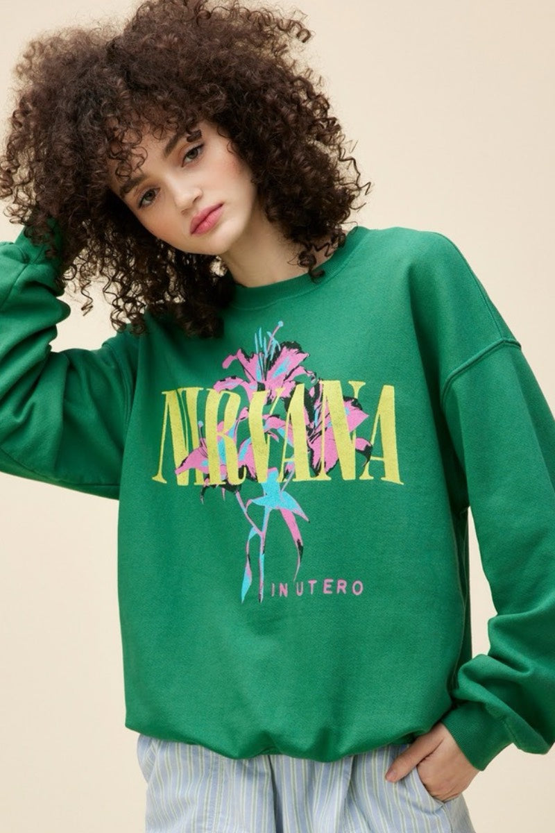 Daydreamer - Nirvana Lilies Boyfriend Crew in Jade