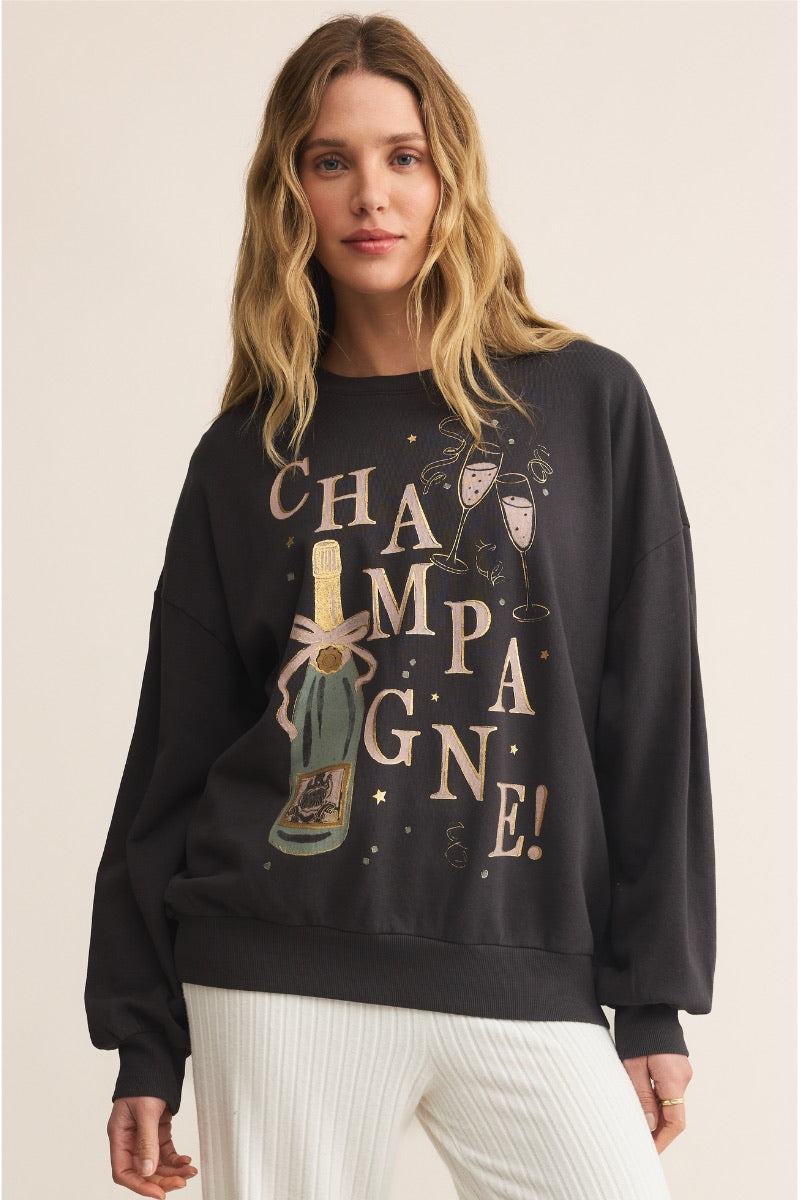 Z Supply - Celebrate Sunday Sweatshirt in Black Sand