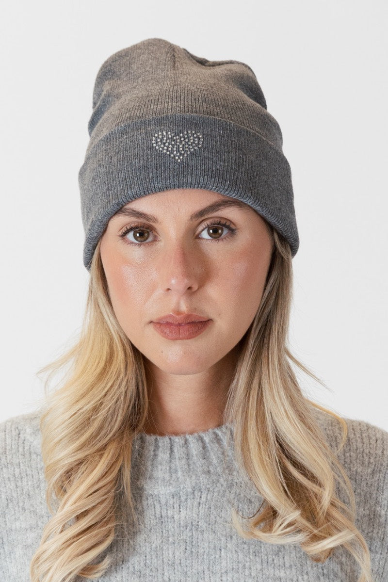 Lyla & Luxe - Crystal Heart Hat in Grey