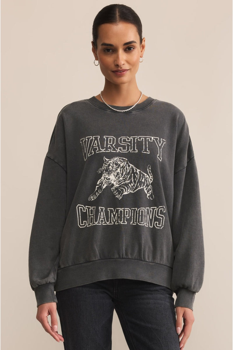 Z Supply - Varsity Sunday Sweatshirt  in Black Sand