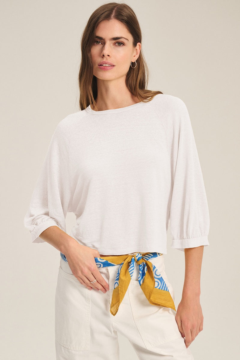Velvet - Shelly Linen Knit Top in White