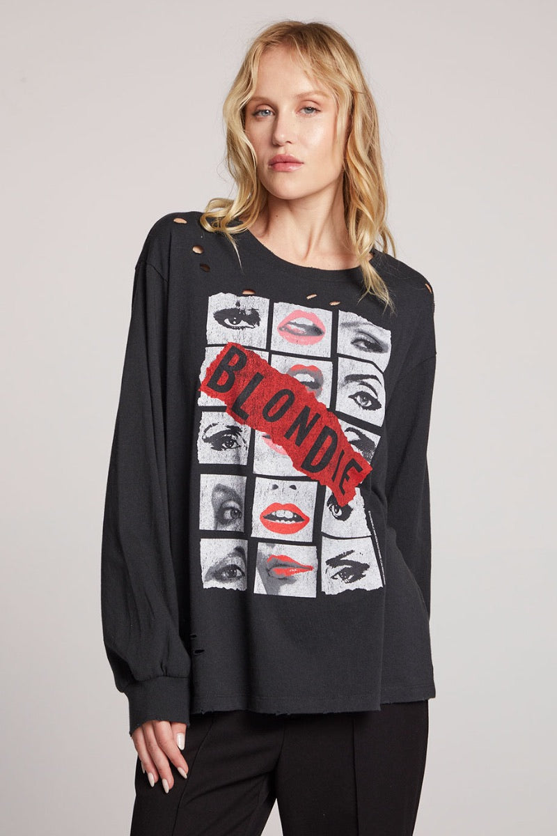 Chaser - Blondie-Tracks Across America L/S Tee in Licorce