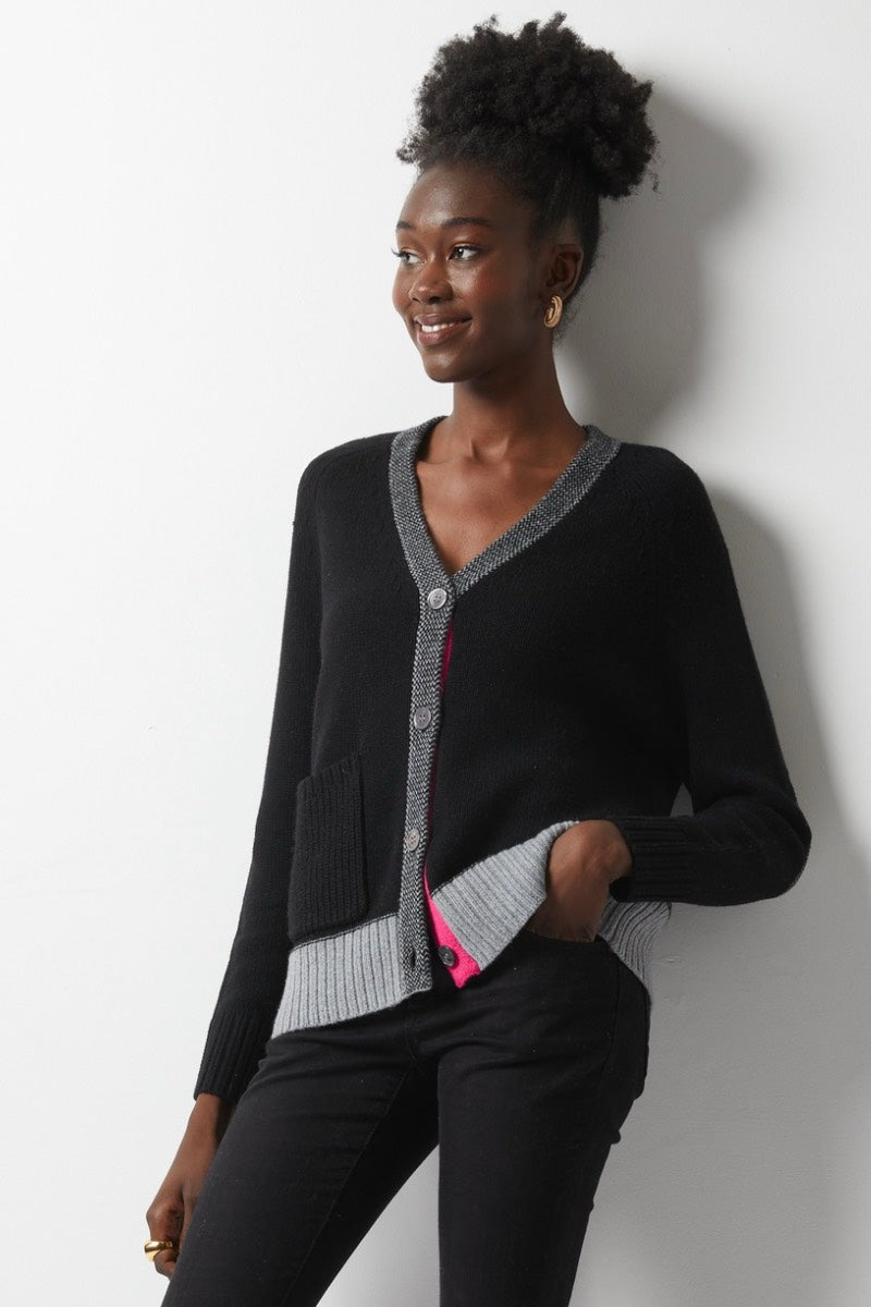 Zaket & Plover -  Elbow Patch Cardi in Black