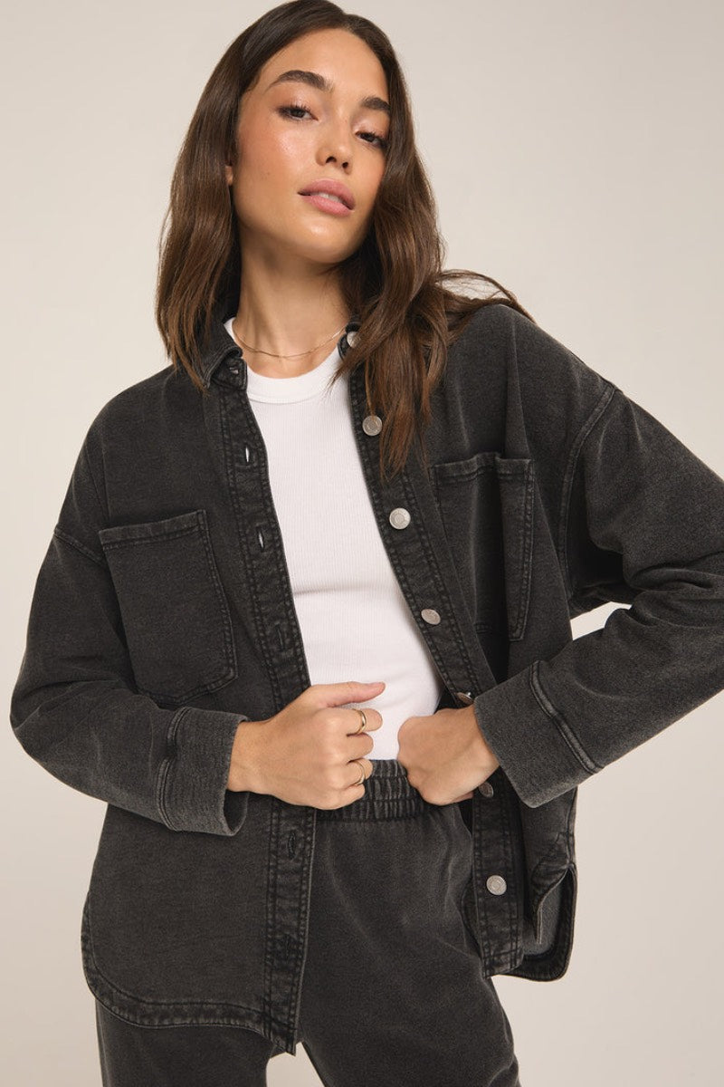 Z Supply - All Day Knit Denim Vintage Jacket in Vintage Black