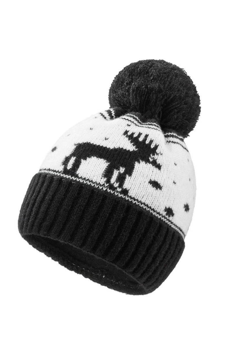 WoolK - Artic Pom Pom Hăt in Black/White