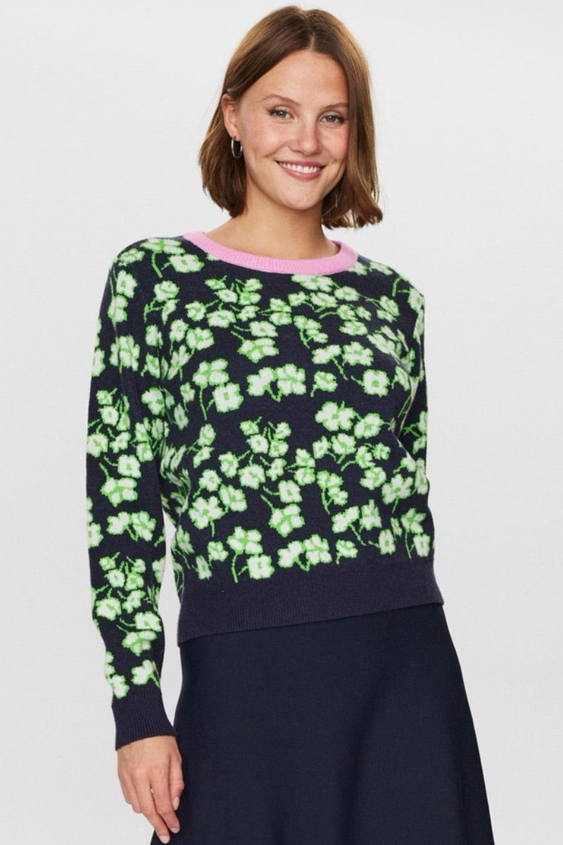 Numph - Nuflorence Pullover in Blue/Green