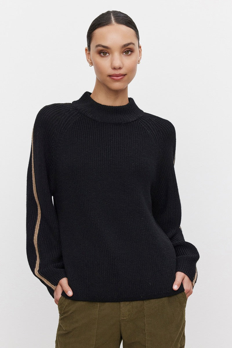 Velvet - Teagan Engineered Sweater in Black/Camel