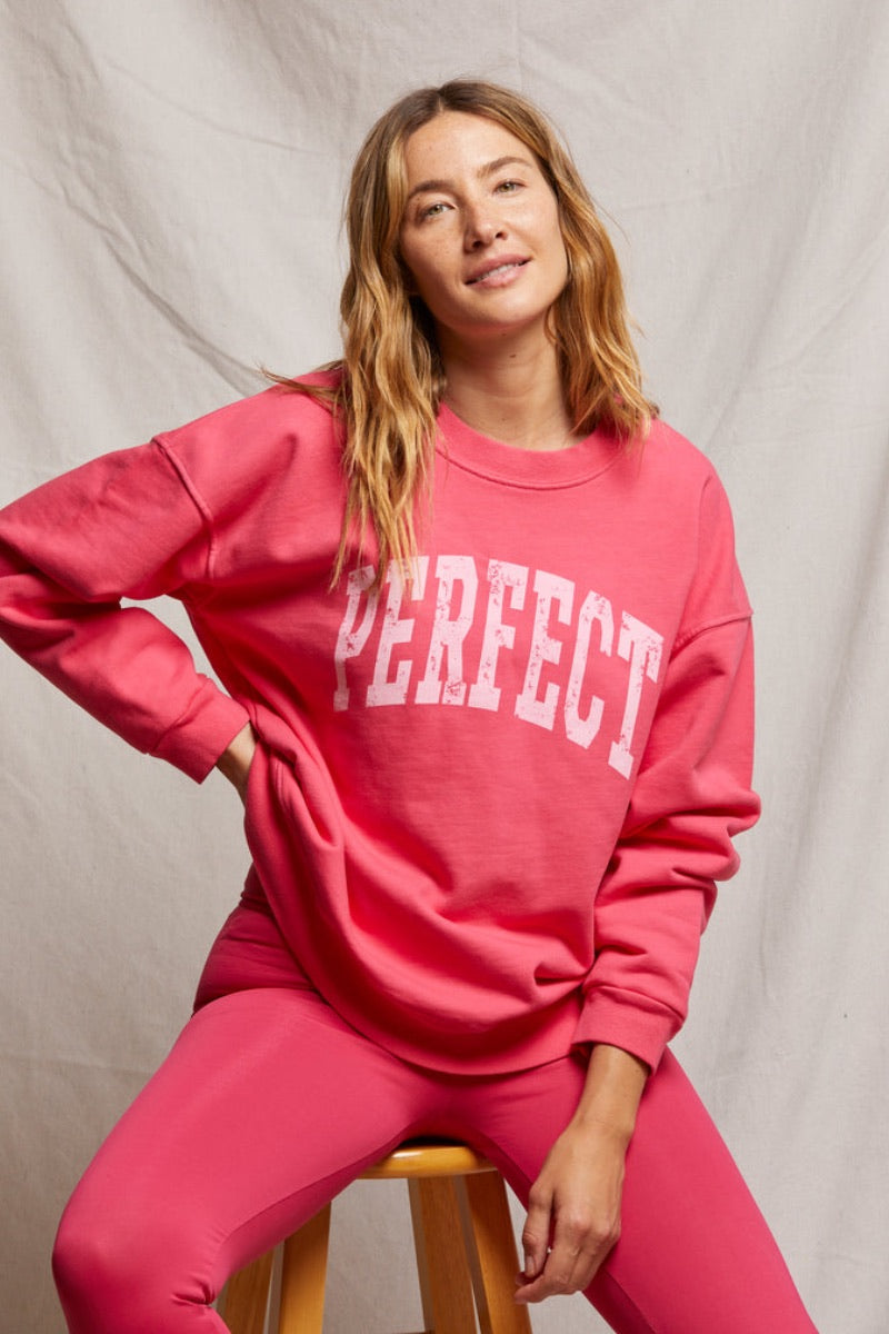 Perfect White Tee - French Terry Perfect Sweatshirt in Pink Bloom