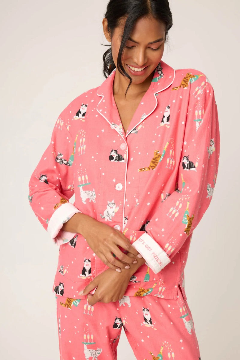 PJ Salvage - Ensemble en flanelle corail foncé