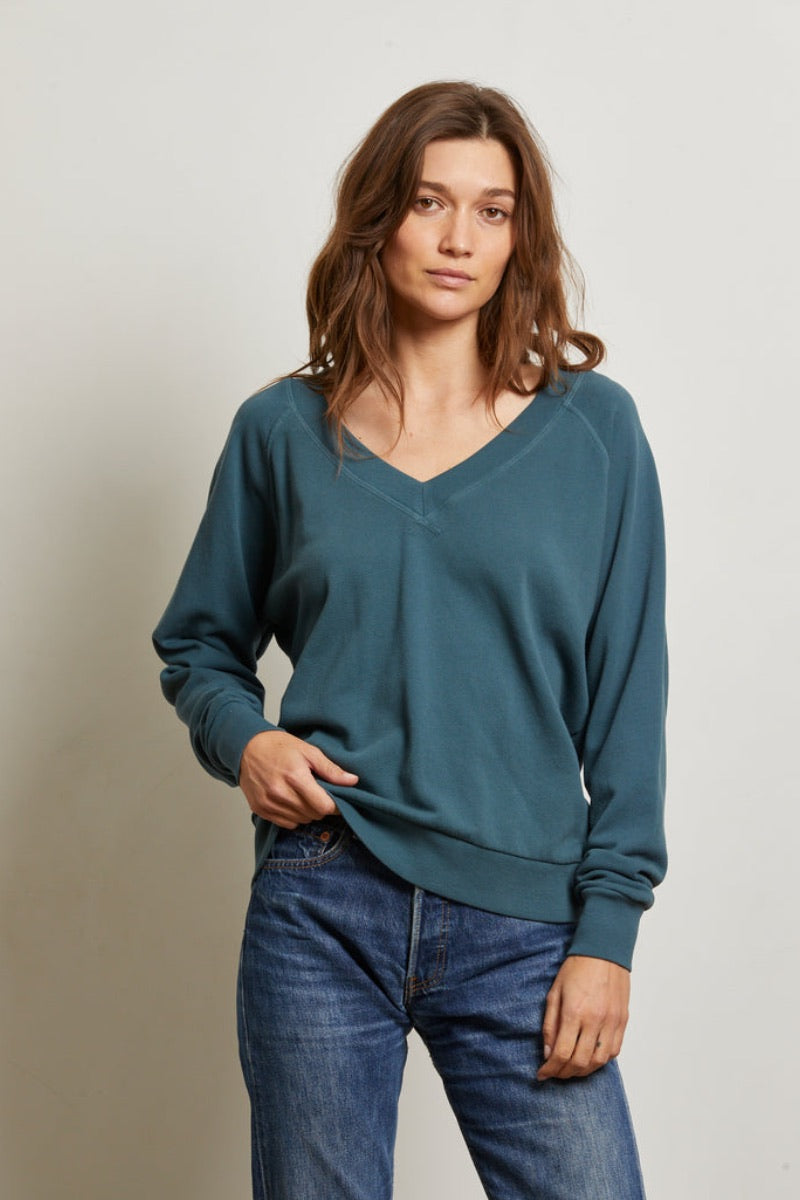 Perfect White Tee - Sinead V Neck Sweatshirt in Slate