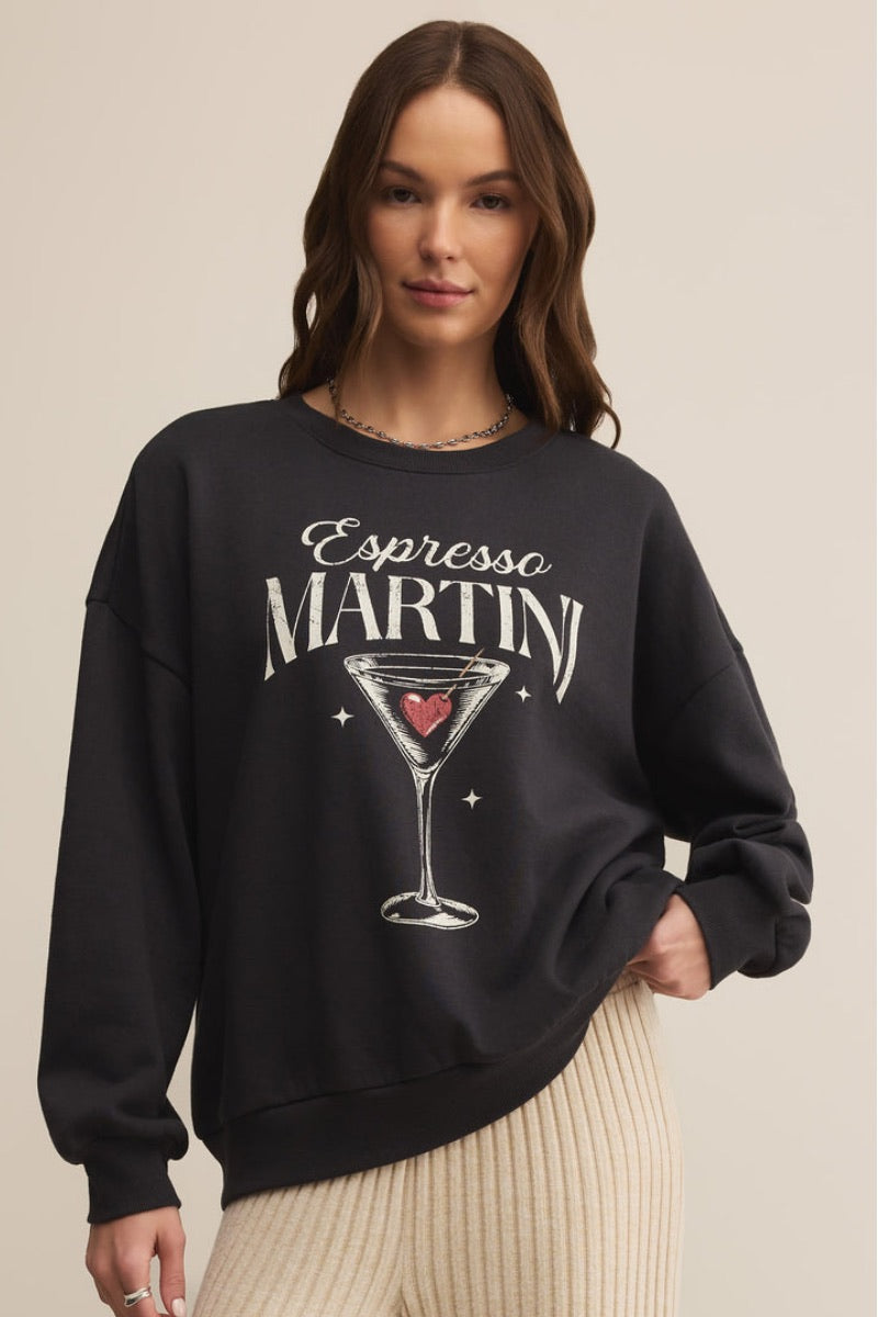 Z Supply - Oversized Expresso Martini Sweatshirt in Black Sand
