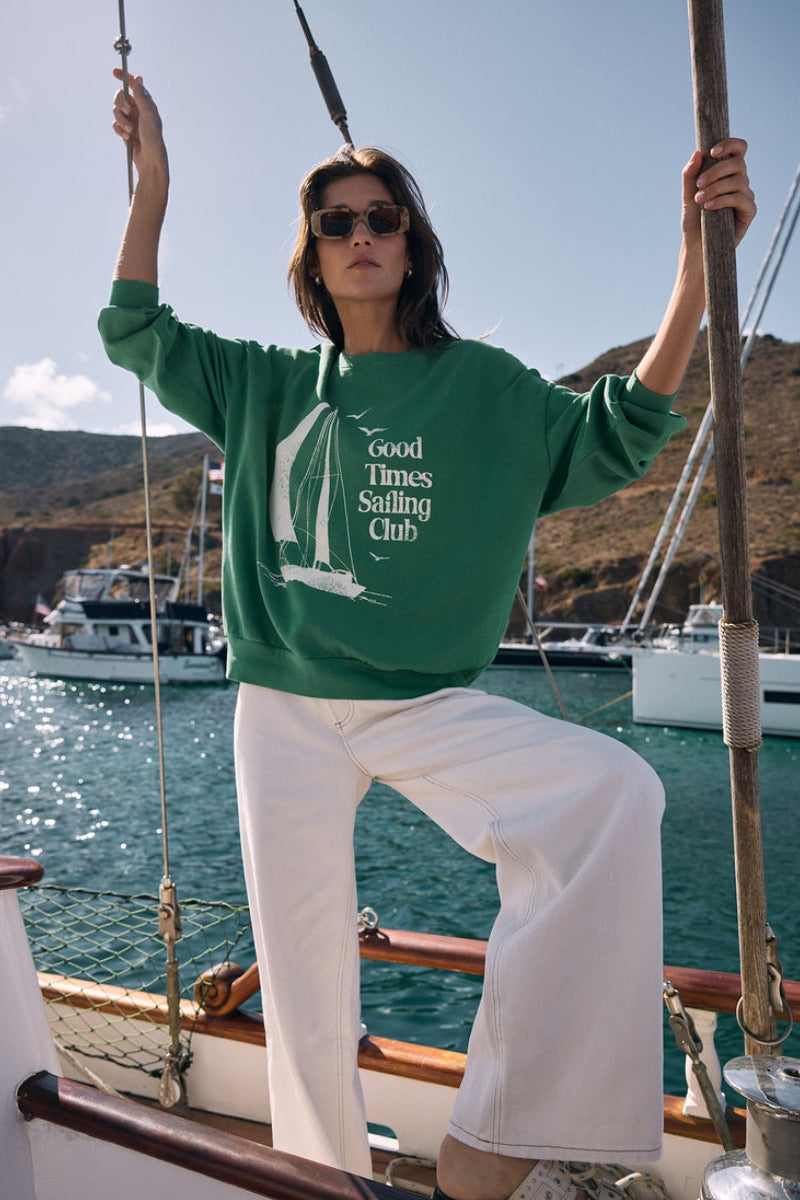 Z Supply - Sail Away Sunday Sweatshirt in Botanical Green