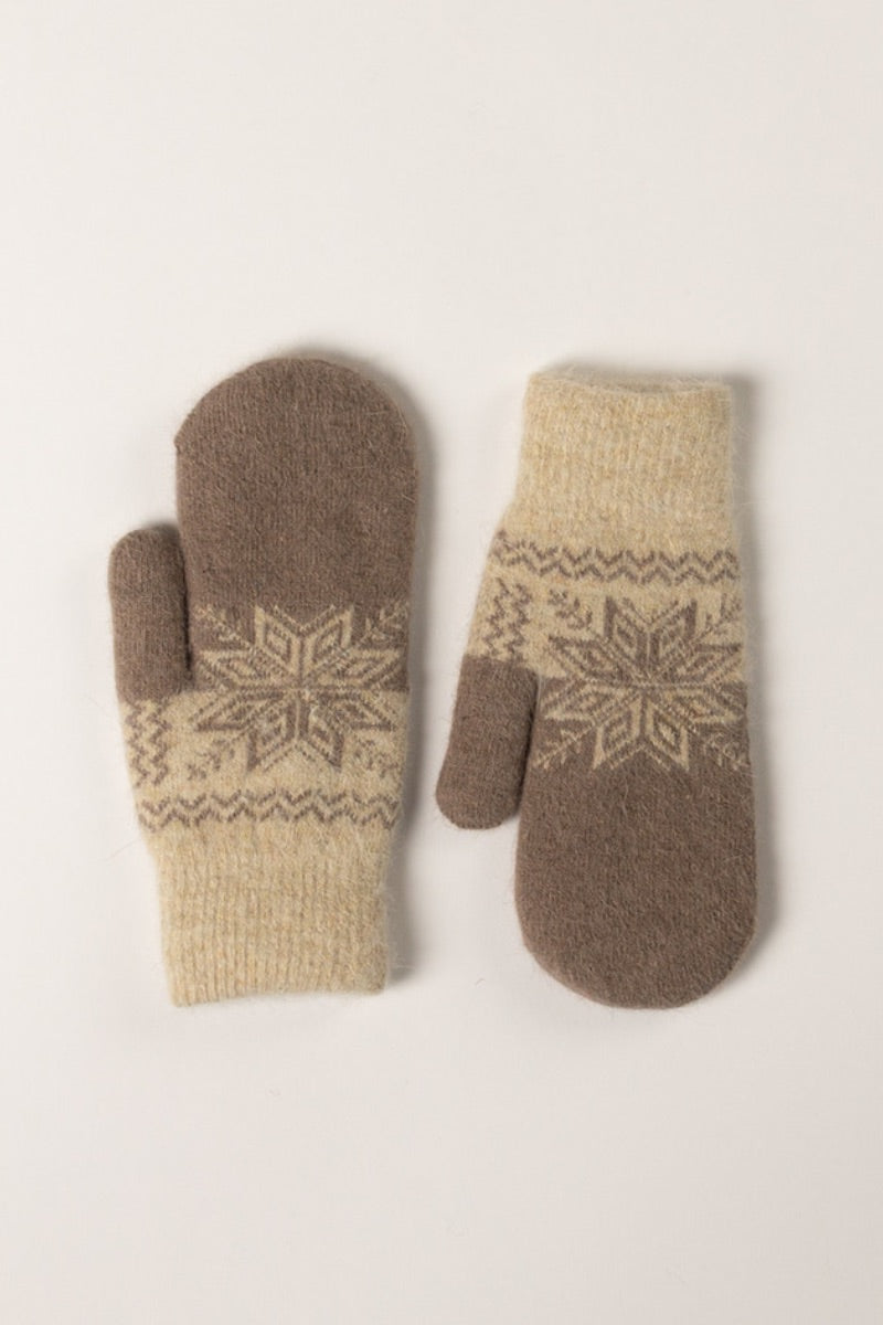 Lyla & Luxe - Fair isle Printed Mittens in Med Grey Mix