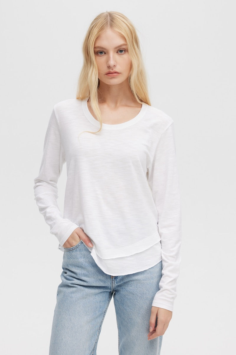 CHRLDR -  Long Sleeve Mock Layer Tee in White