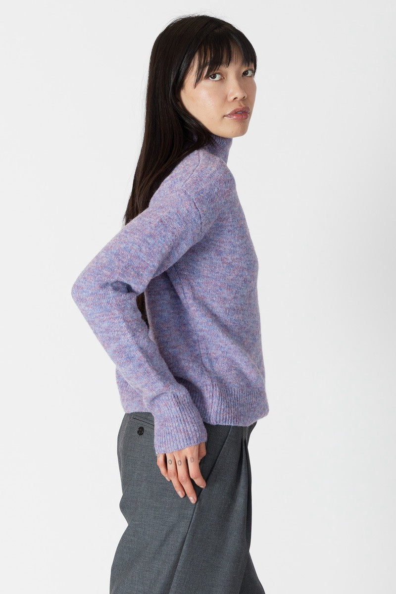 Lyla & Luxe - Mabel Lightweight Mock Neck Sweater in Purple/Blue