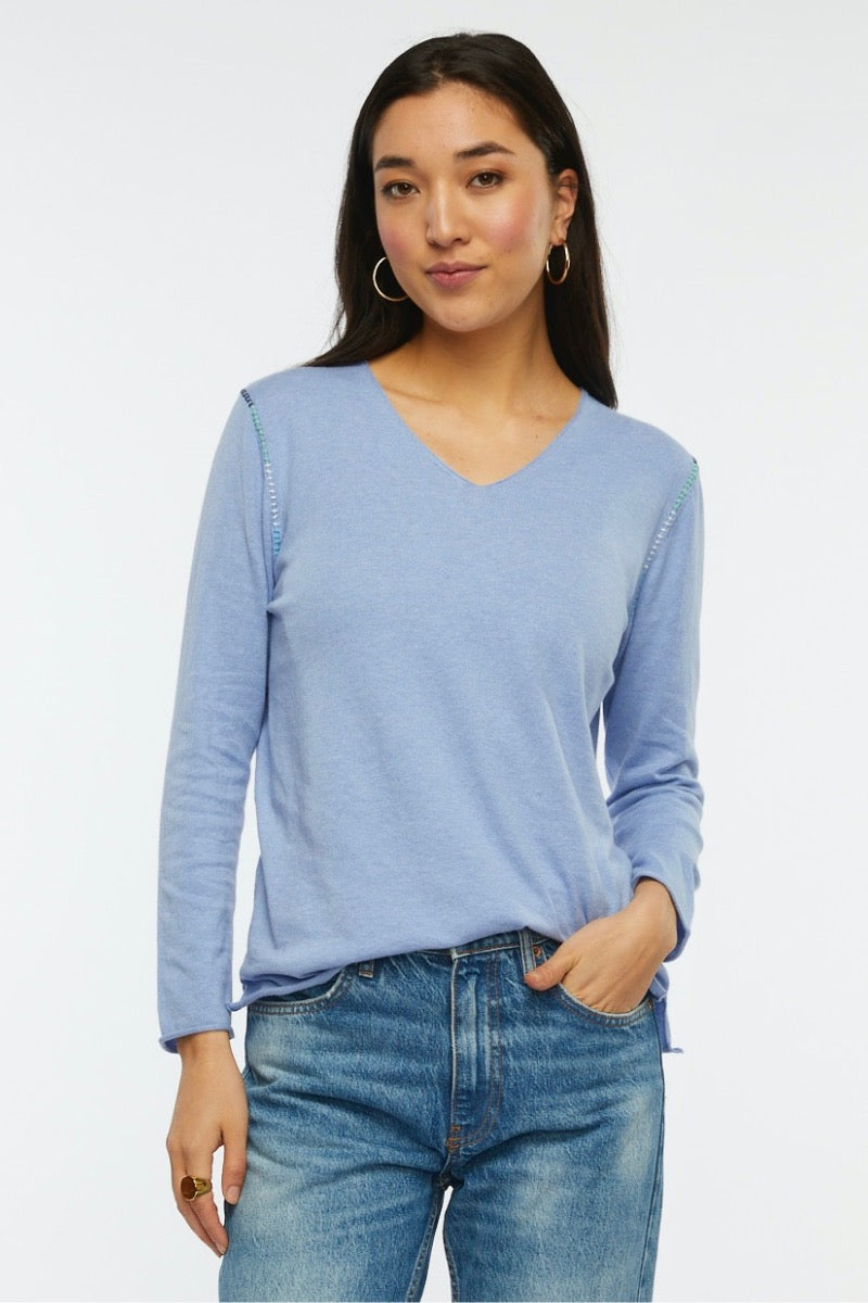 Zaket & Plover -  V Neck Sweater in Blue