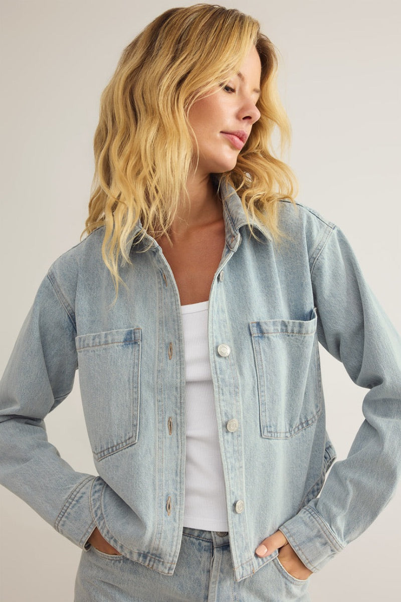 Z Supply - All Day Cropped Denim Jacket in Faded Indigo