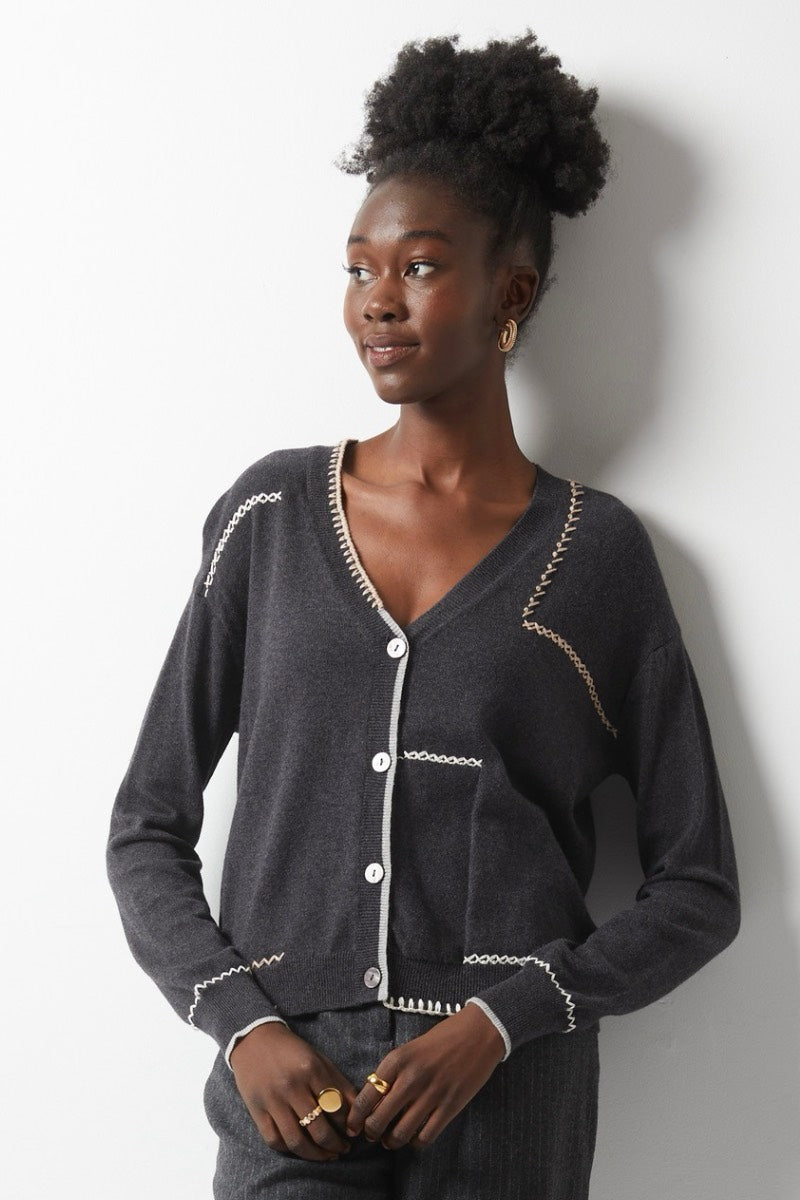 Zaket &amp; Plover - Cardigan artisanal en cendre