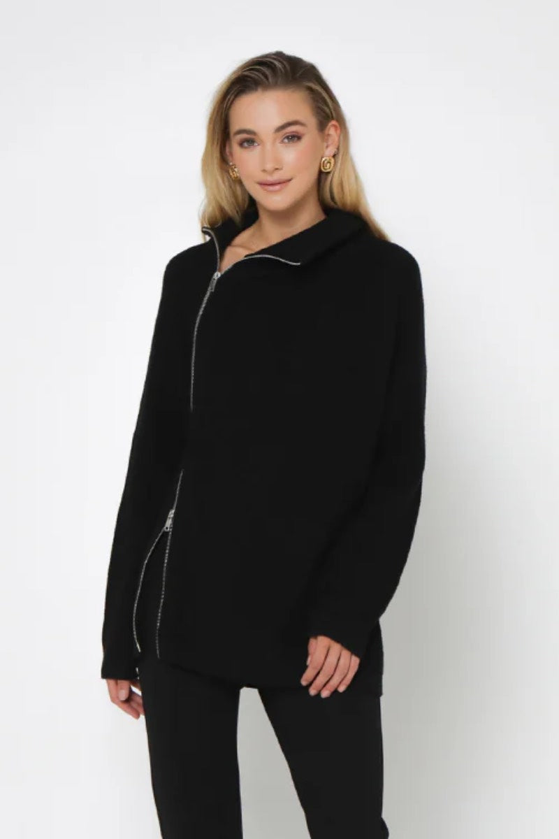 Madison - Reuben Zip Jumper in Black