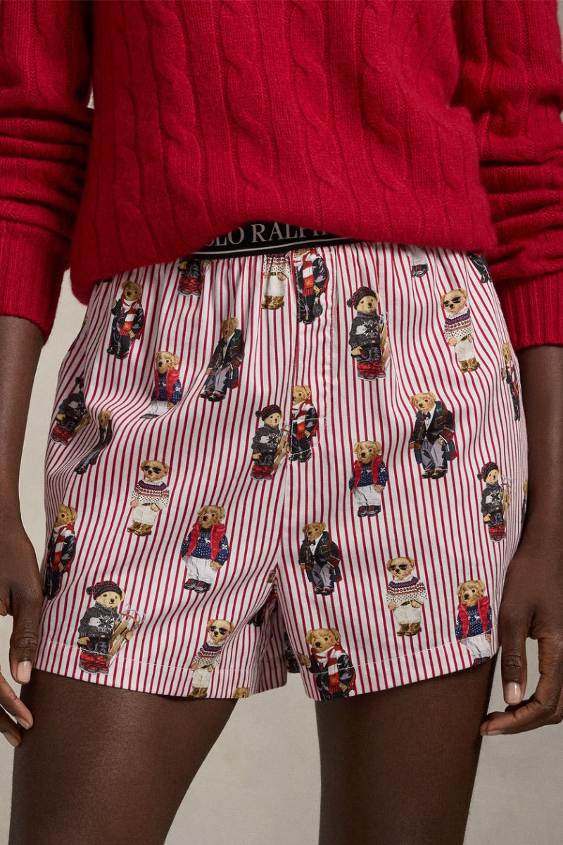 Polo - Striped Polar Bear Cotton Boxer in Red
