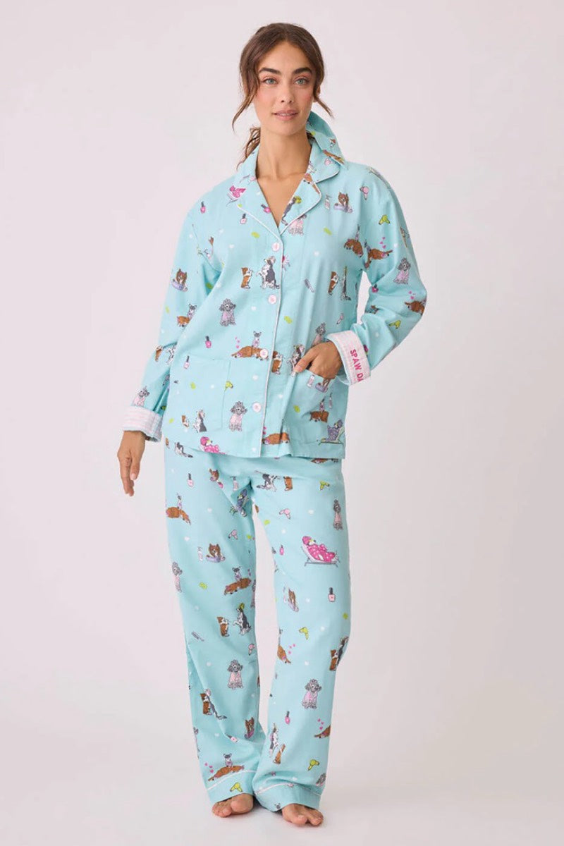 PJ Salvage - Ensemble de pyjama en flanelle Spaw Day en menthe