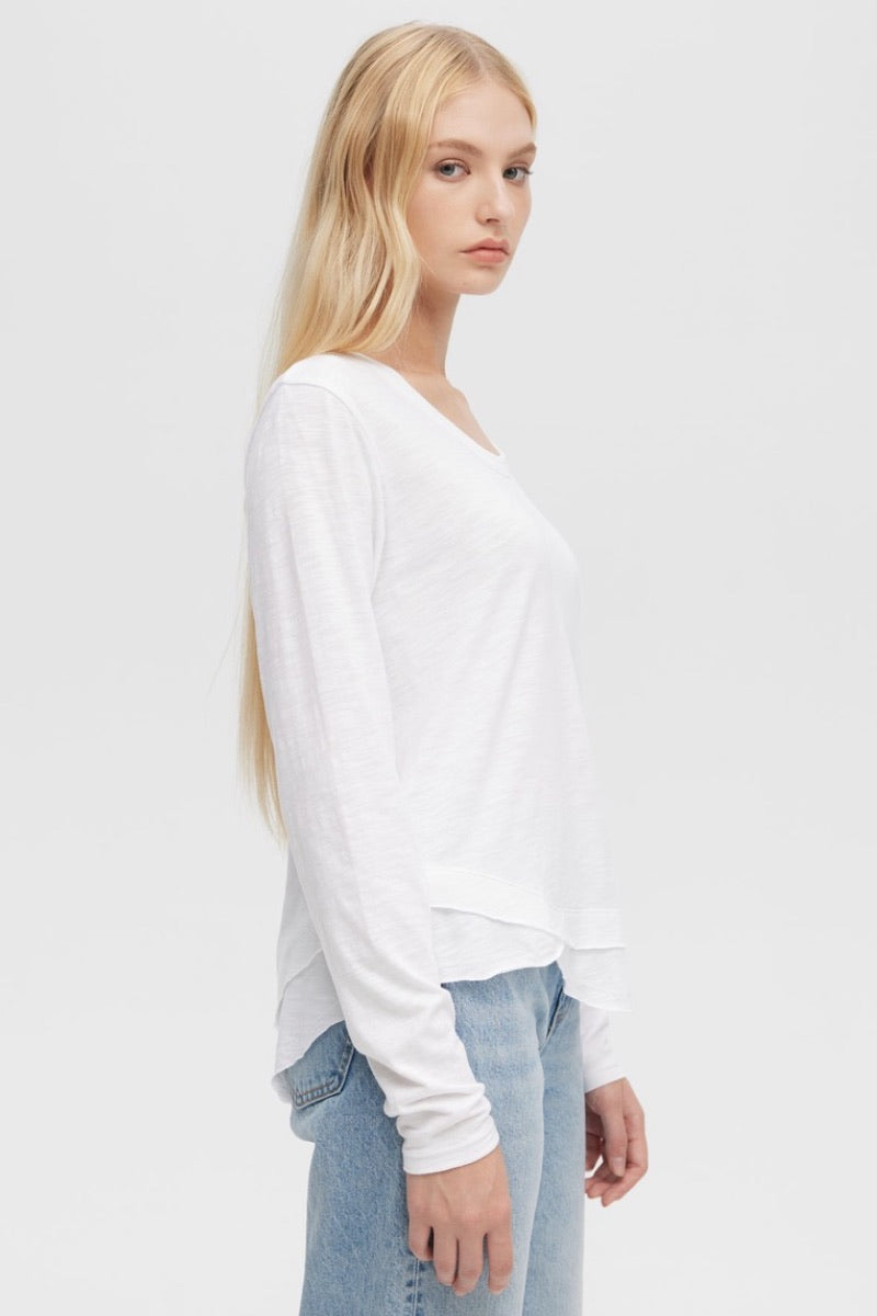 CHRLDR -  Long Sleeve Mock Layer Tee in White