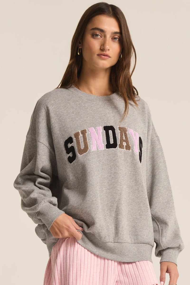 Z Supply - Sweat-shirt Sunday en gris chiné