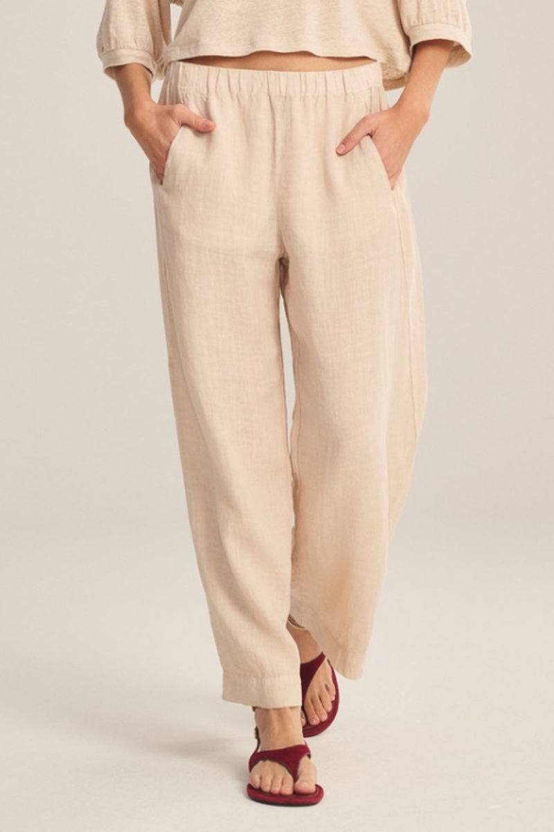 Velvet - Lola Woven Linen Pants in Sand Castle